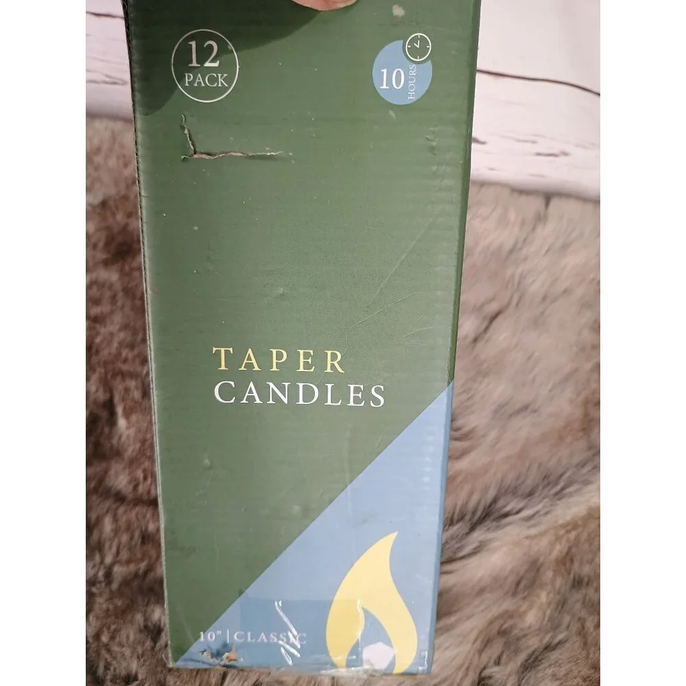 Box of 12 Laskey Dripless Taper Candles 9 1/2